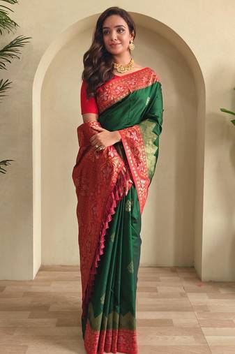 Green art silk  woven saree