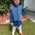 Royal blue embroidered pure chanderi kurta jacket set