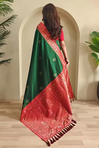 Green art silk  woven saree