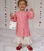 Pink embroidered pure chanderi sharara set