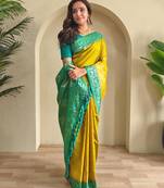 Lemon art silk  woven saree