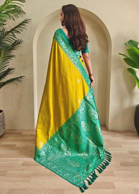 Lemon art silk  woven saree 3