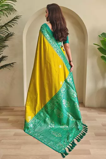 Lemon art silk  woven saree