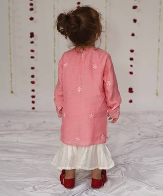 Pink embroidered pure chanderi sharara set 5