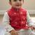 Red embroidered pure chanderi kurta jacket set