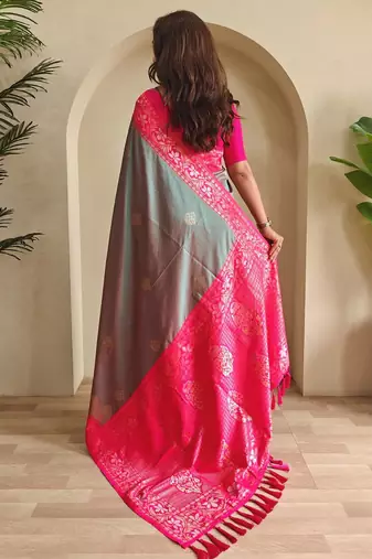 Light green art silk  woven saree