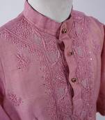 Pink embroidered pure chanderi kurta set