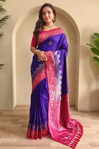 Magenta art silk  woven saree