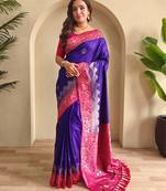 Magenta art silk  woven saree