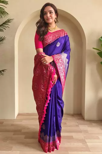 Magenta art silk  woven saree