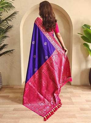 Magenta art silk  woven saree 3