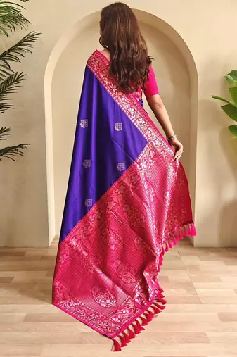Magenta art silk  woven saree