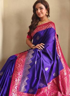 Magenta art silk  woven saree 4