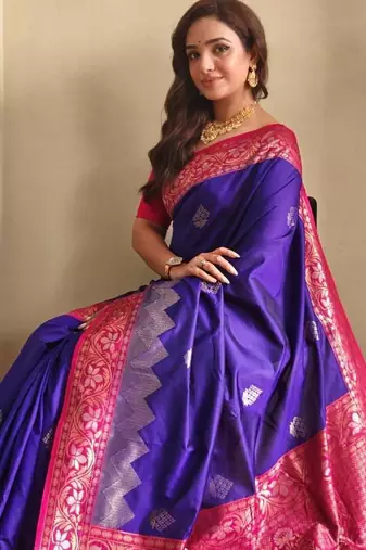 Magenta art silk  woven saree