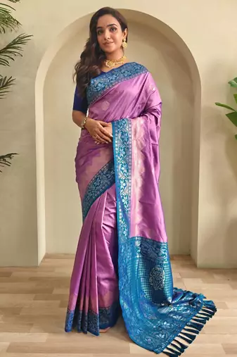Onion pink art silk  woven saree