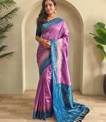 Onion pink art silk  woven saree