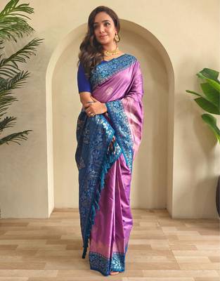 Onion pink art silk  woven saree 2