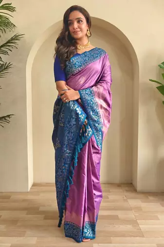 Onion pink art silk  woven saree