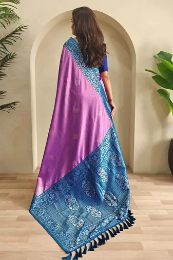 Onion pink art silk  woven saree