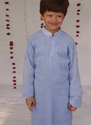 Purple embroidered georgette kurta set 3