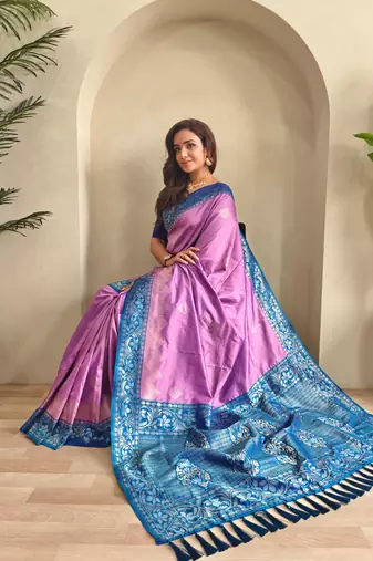 Onion pink art silk  woven saree