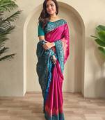 Pink art silk  woven saree