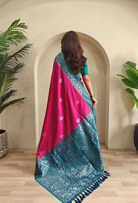 Pink art silk  woven saree 3