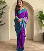 Purple art silk  woven saree