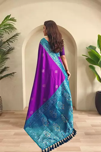 Purple art silk  woven saree