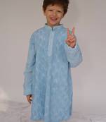 Blue embroidered georgette kurta set