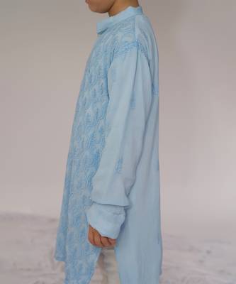 Blue embroidered georgette kurta set 3