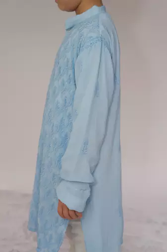 Blue embroidered georgette kurta set