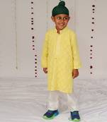 Yellow embroidered georgette kurta set