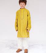Green embroidered pure chanderi kurta set