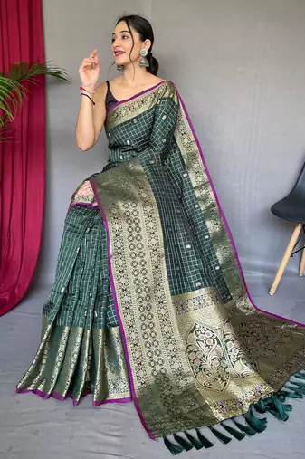 Green art silk  woven saree