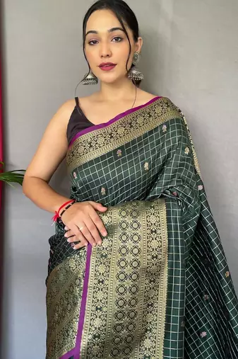 Green art silk  woven saree