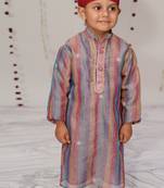 Multicolor embroidered tissue kurta set