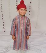Multicolor embroidered tissue kurta set