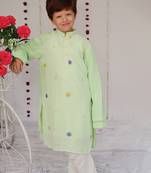 Mint Green embroidered tissue kurta set