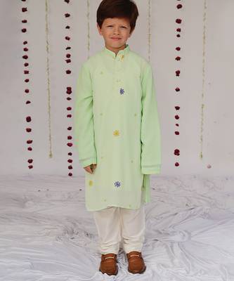 Mint Green embroidered tissue kurta set 3