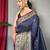 Navy blue art silk  woven saree