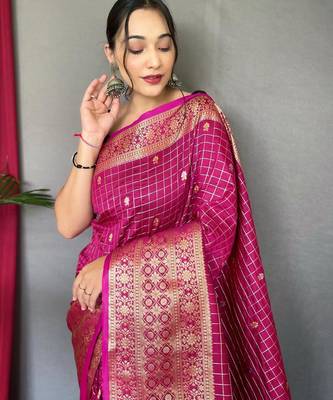 Pink art silk  woven saree 3