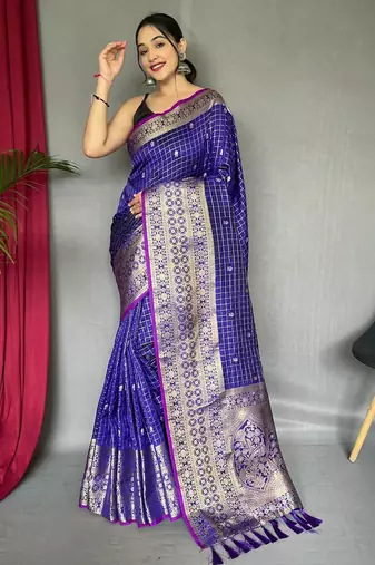 Purple art silk  woven saree