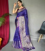 Purple art silk  woven saree