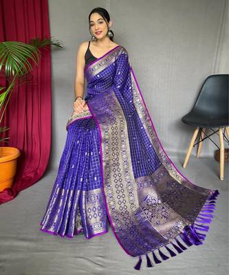 Purple art silk  woven saree 2