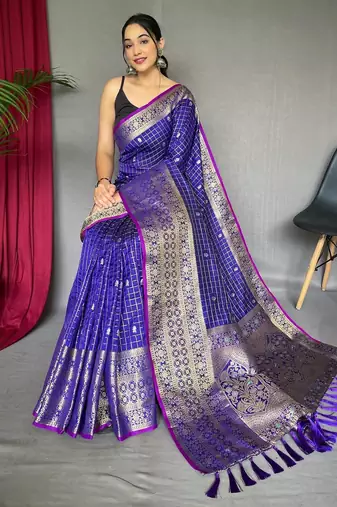 Purple art silk  woven saree