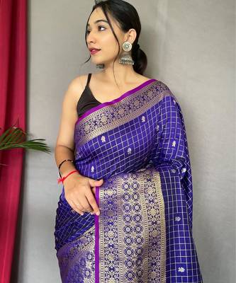 Purple art silk  woven saree 3