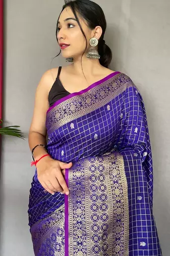 Purple art silk  woven saree
