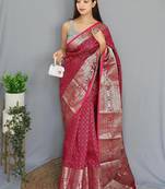 Pink art silk  woven saree