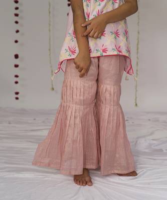 Blush Pink embroidered pure chanderi sharara set 2